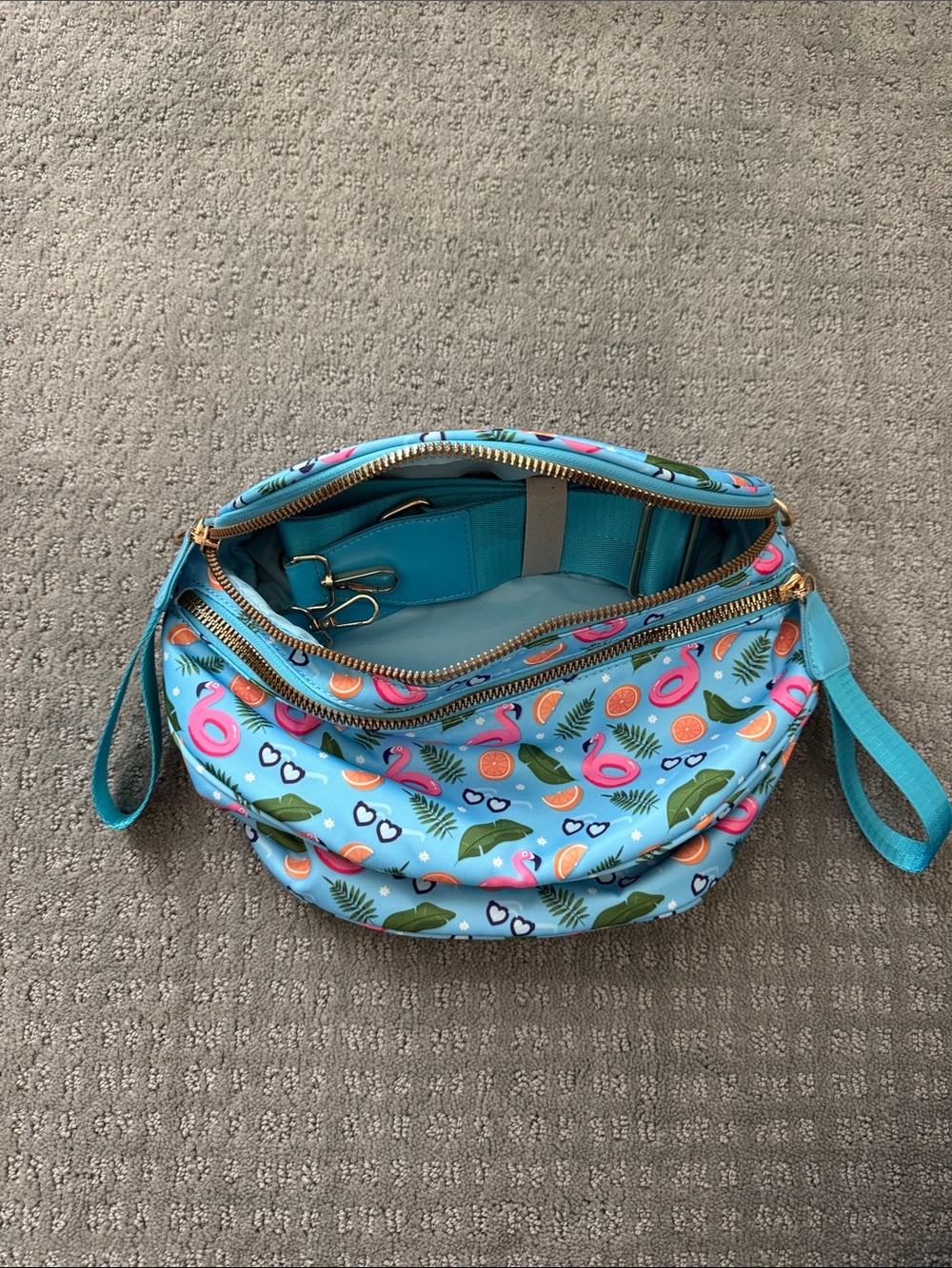 Emmafy GoFree Bum Bag Turquoise Blue Printed Crossbody - Picture 6 of 6